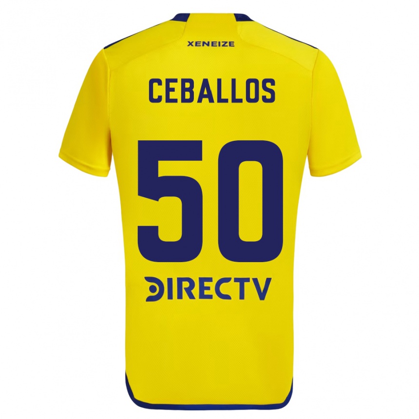 Enfant Football Maillot Julián Ceballos #50 Jaune Bleu Tenues Extérieur 2024/25