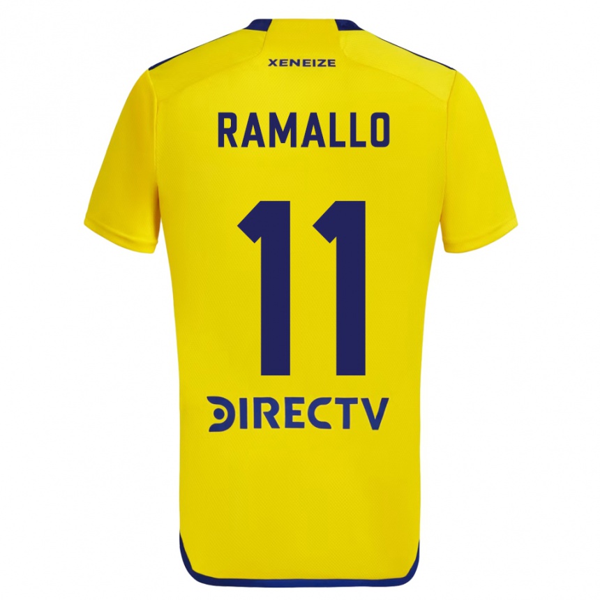 Enfant Football Maillot Yael Ramallo #11 Jaune Bleu Tenues Extérieur 2024/25