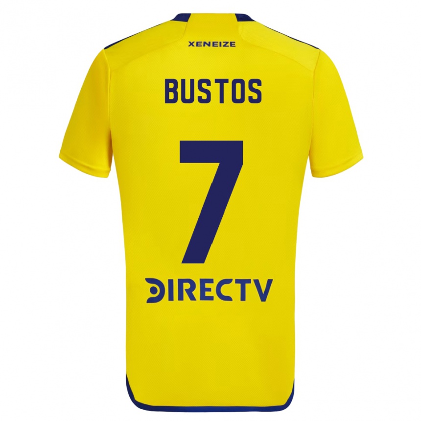 Enfant Football Maillot Tomás Bustos #7 Jaune Bleu Tenues Extérieur 2024/25