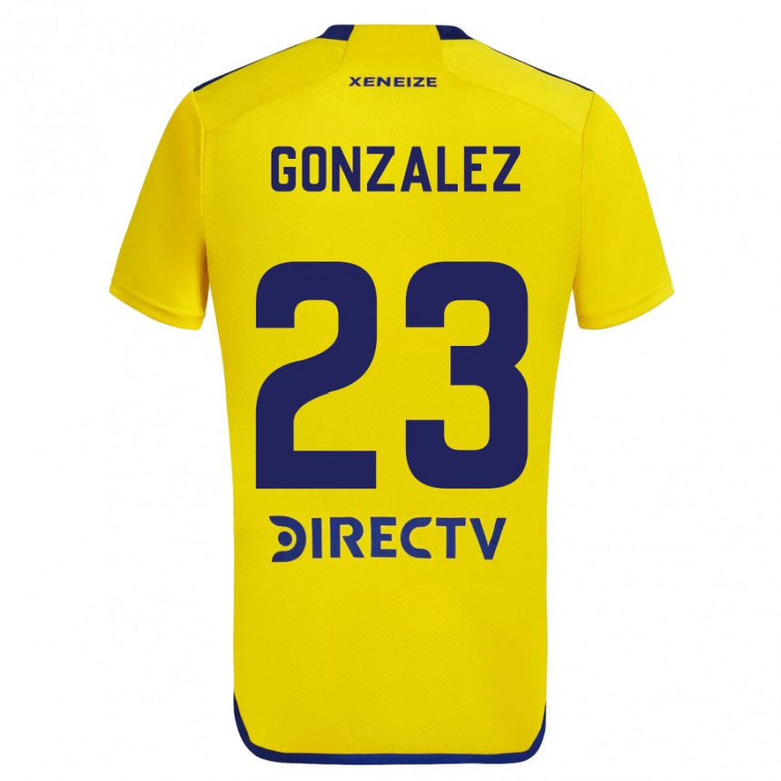 Enfant Football Maillot Diego González #23 Jaune Bleu Tenues Extérieur 2024/25