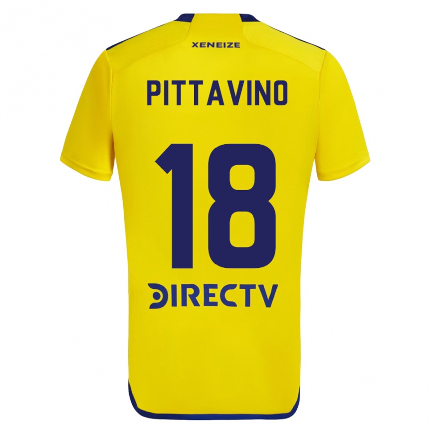 Enfant Football Maillot Rodrigo Pittavino #18 Jaune Bleu Tenues Extérieur 2024/25