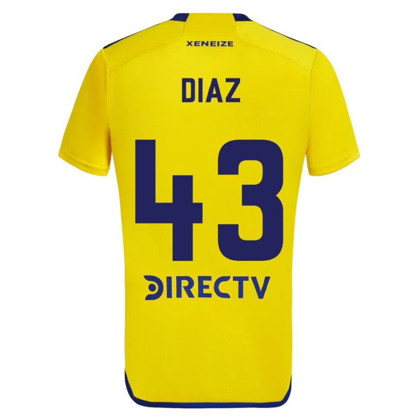 Enfant Football Maillot Tomás Díaz #43 Jaune Bleu Tenues Extérieur 2024/25