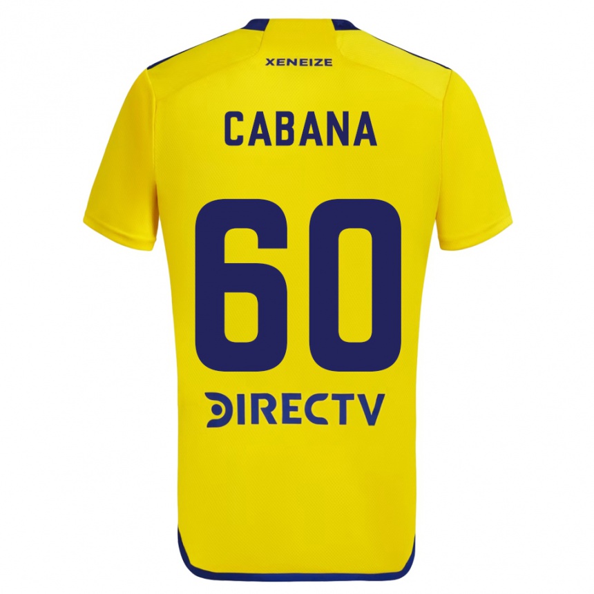 Enfant Football Maillot Juan Pablo Cabaña #60 Jaune Bleu Tenues Extérieur 2024/25