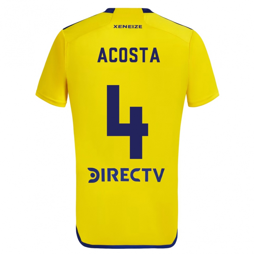 Enfant Football Maillot Natan Acosta #4 Jaune Bleu Tenues Extérieur 2024/25