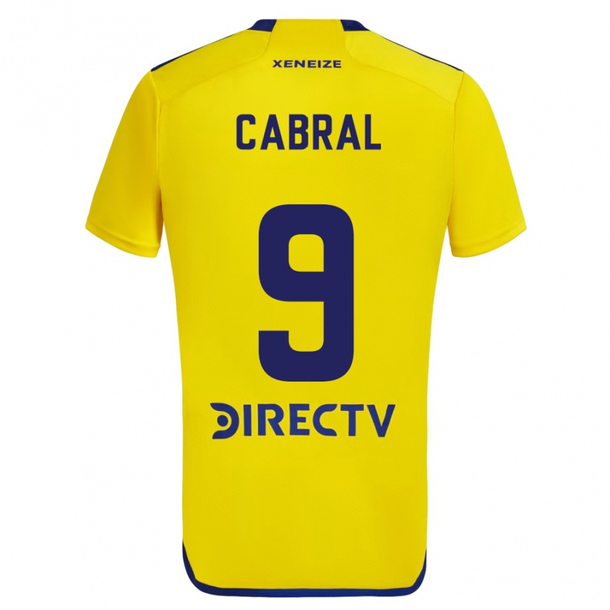 Enfant Football Maillot Bruno Cabral #9 Jaune Bleu Tenues Extérieur 2024/25