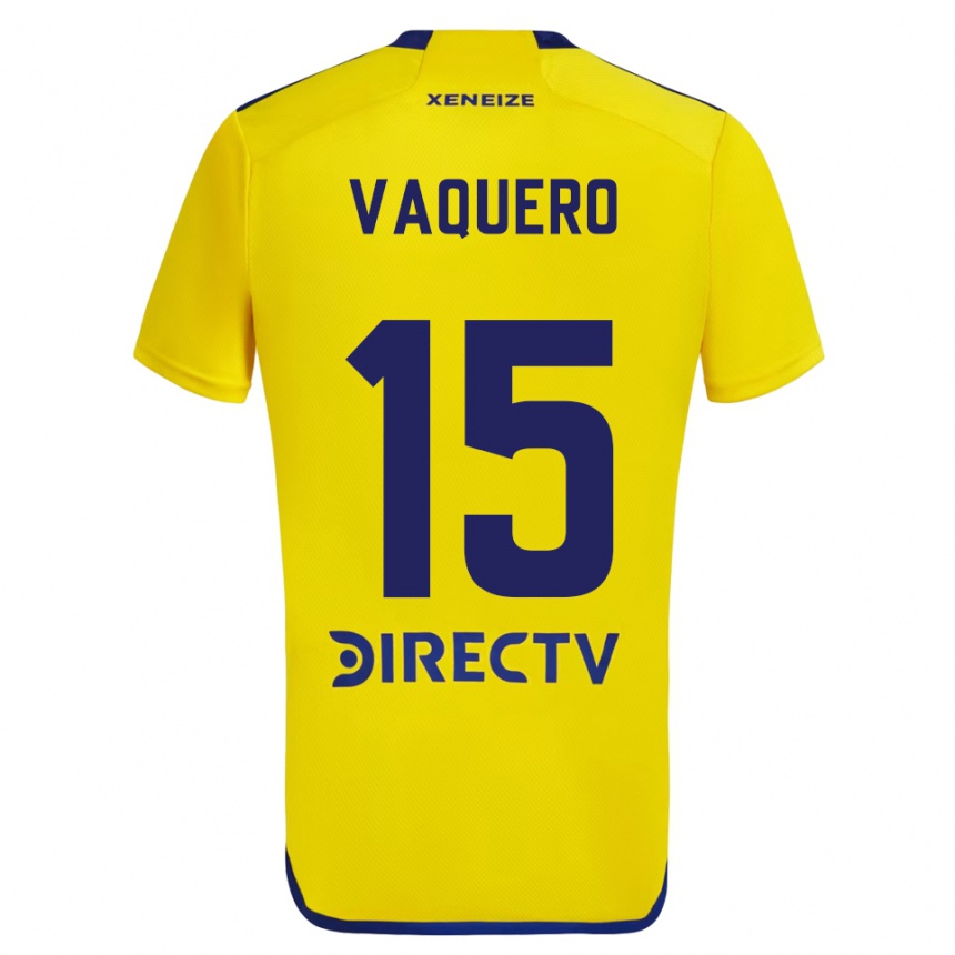 Enfant Football Maillot Iván Vaquero #15 Jaune Bleu Tenues Extérieur 2024/25