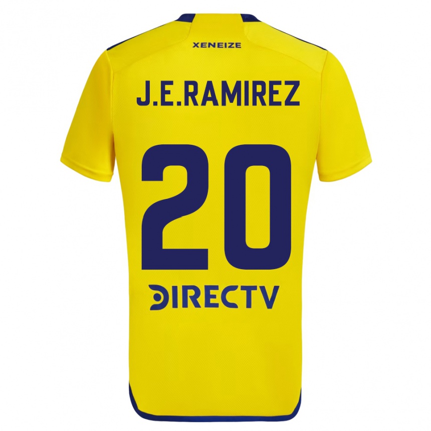 Enfant Football Maillot Juan Edgardo Ramirez #20 Jaune Bleu Tenues Extérieur 2024/25