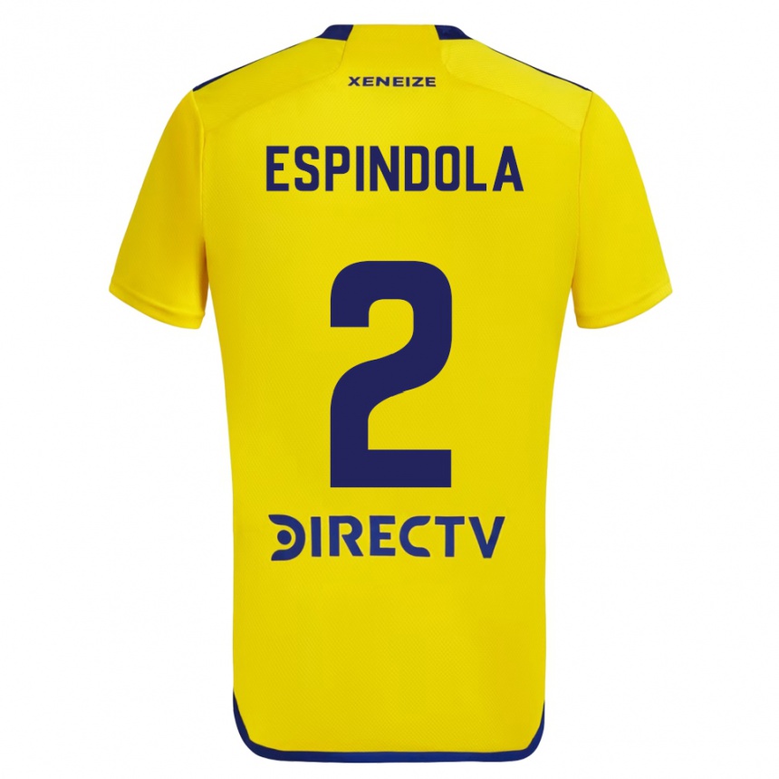 Enfant Football Maillot Noelia Espindola #2 Jaune Bleu Tenues Extérieur 2024/25