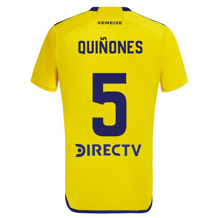 Enfant Football Maillot Florencia Quiñones #5 Jaune Bleu Tenues Extérieur 2024/25