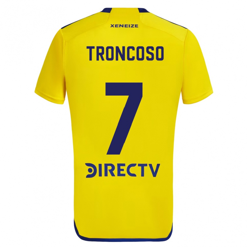 Enfant Football Maillot Carolina Troncoso #7 Jaune Bleu Tenues Extérieur 2024/25