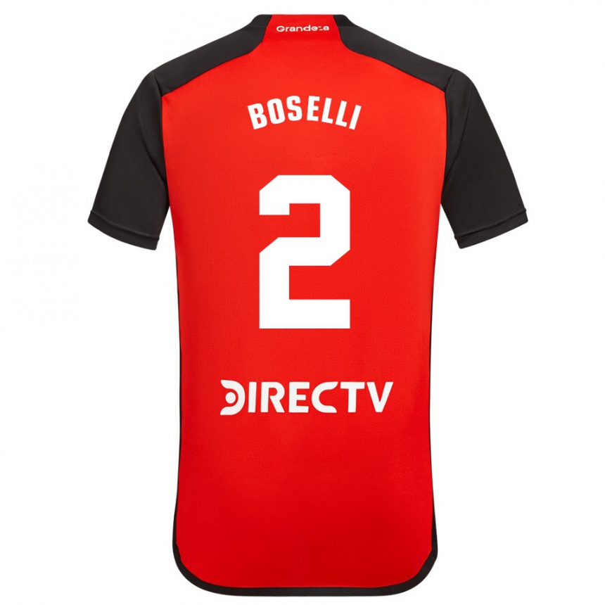 Enfant Football Maillot Sebastián Boselli #2 Rouge Noir Blanc Tenues Extérieur 2024/25