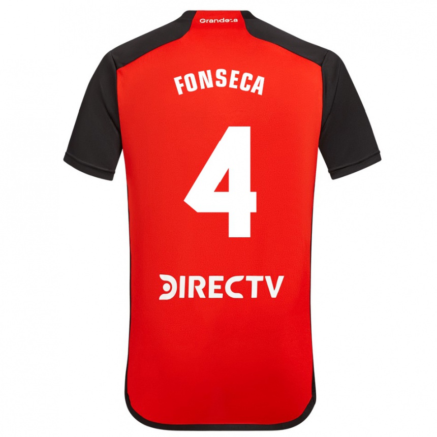 Enfant Football Maillot Nicolás Fonseca #4 Rouge Noir Blanc Tenues Extérieur 2024/25