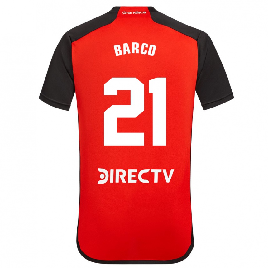 Enfant Football Maillot Esequiel Barco #21 Rouge Noir Blanc Tenues Extérieur 2024/25