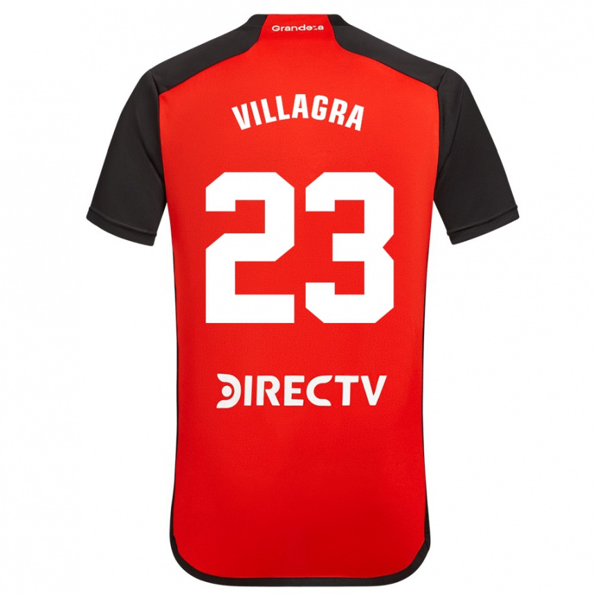 Enfant Football Maillot Rodrigo Villagra #23 Rouge Noir Blanc Tenues Extérieur 2024/25