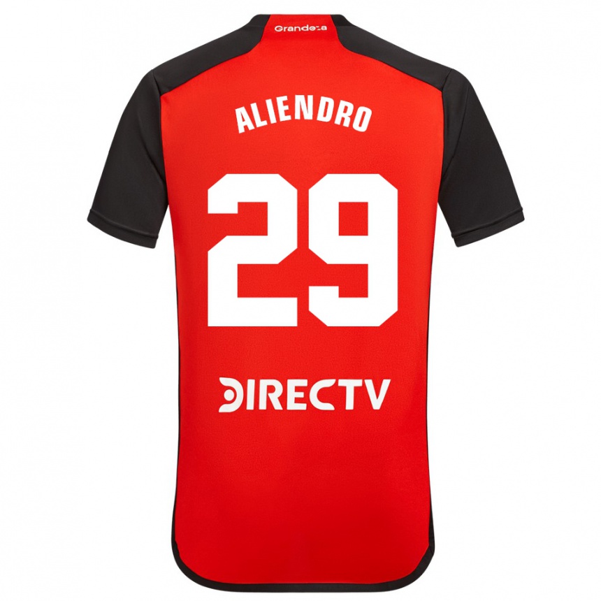 Enfant Football Maillot Rodrigo Aliendro #29 Rouge Noir Blanc Tenues Extérieur 2024/25