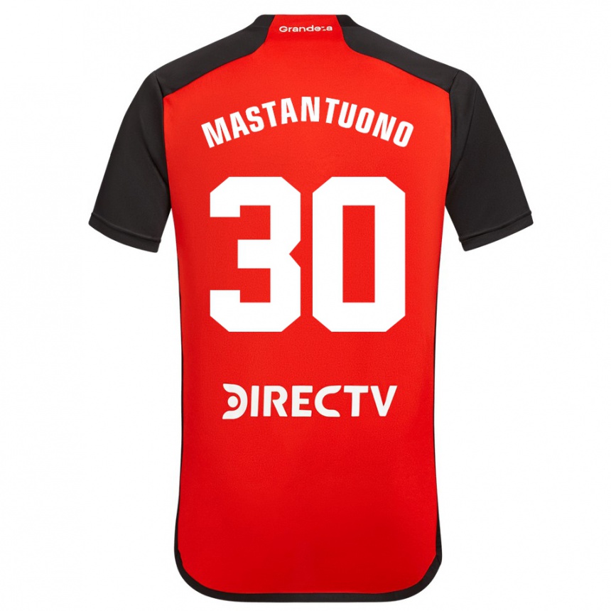 Enfant Football Maillot Franco Mastantuono #30 Rouge Noir Blanc Tenues Extérieur 2024/25