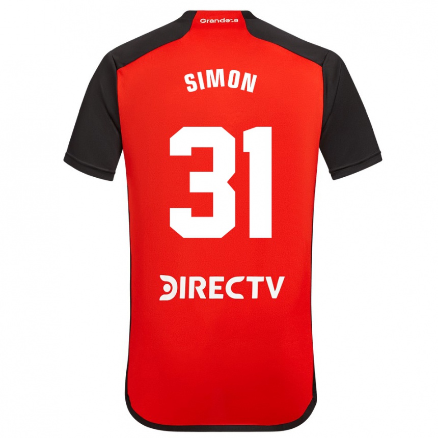 Enfant Football Maillot Santiago Simón #31 Rouge Noir Blanc Tenues Extérieur 2024/25