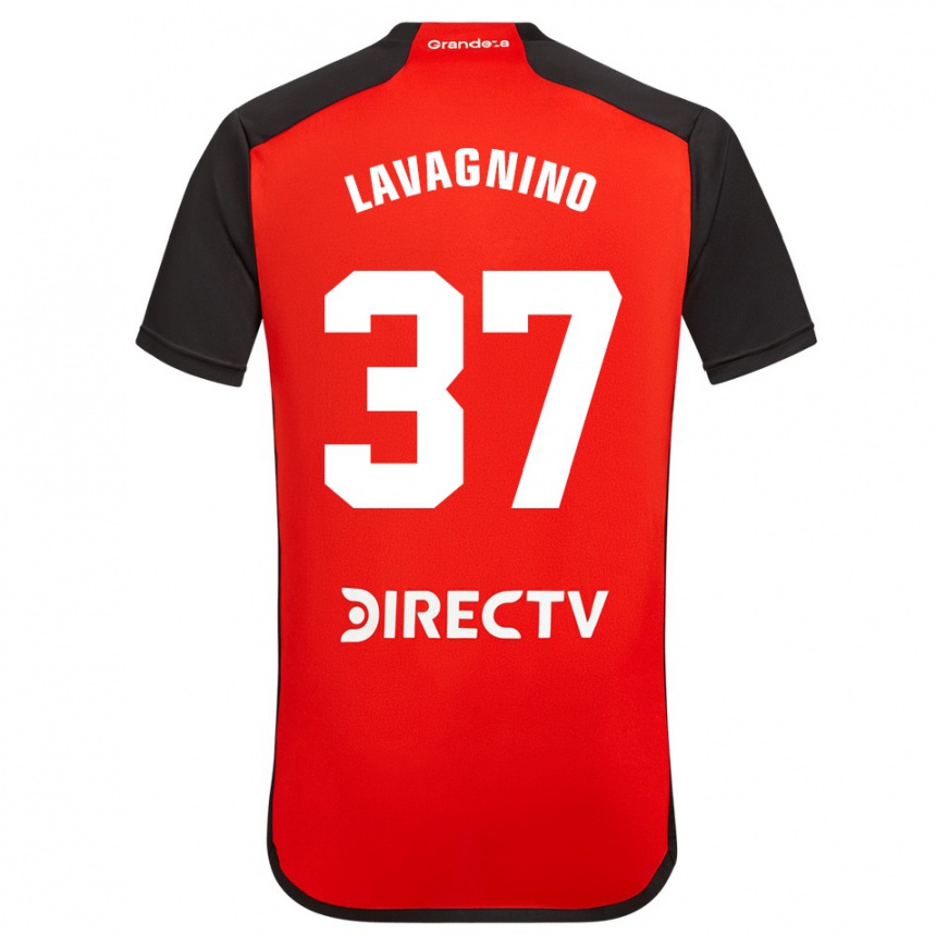 Enfant Football Maillot Lucas Lavagnino #37 Rouge Noir Blanc Tenues Extérieur 2024/25