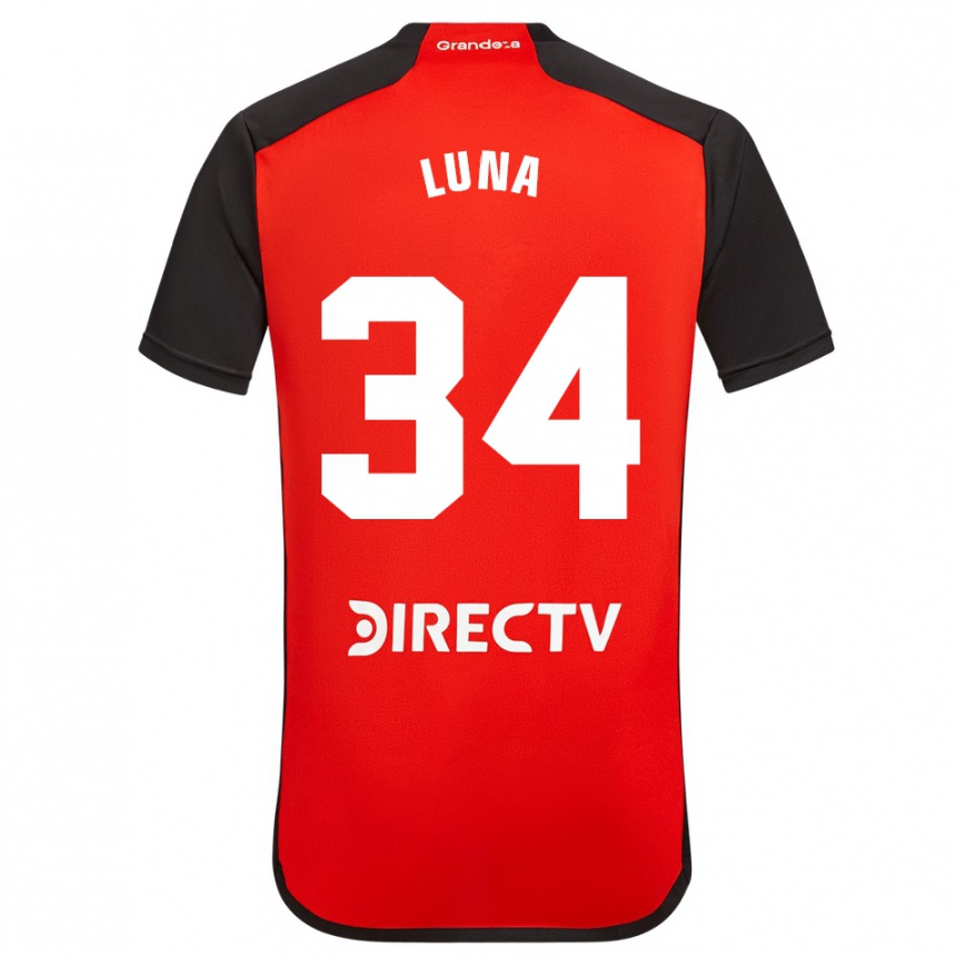 Enfant Football Maillot Jonás Luna #34 Rouge Noir Blanc Tenues Extérieur 2024/25