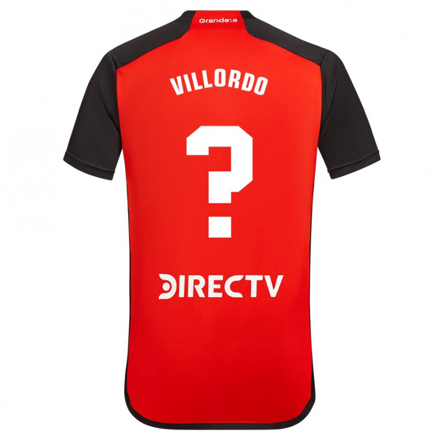 Enfant Football Maillot Juan Villordo #0 Rouge Noir Blanc Tenues Extérieur 2024/25