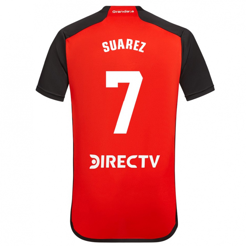 Enfant Football Maillot Matías Suárez #7 Rouge Noir Blanc Tenues Extérieur 2024/25