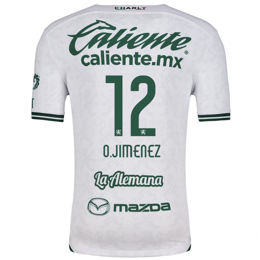 Enfant Football Maillot Óscar Jiménez #12 Blanc Vert Tenues Extérieur 2024/25