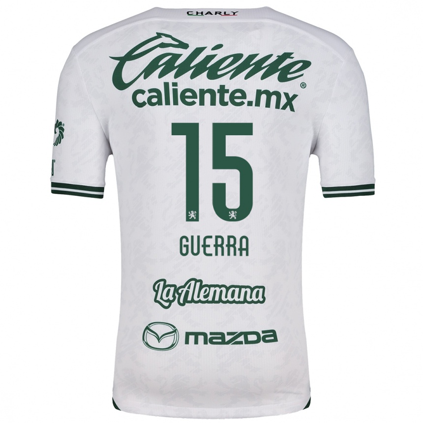 Enfant Football Maillot Edgar Guerra #15 Blanc Vert Tenues Extérieur 2024/25