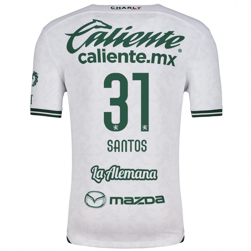 Enfant Football Maillot Sebastián Santos #31 Blanc Vert Tenues Extérieur 2024/25