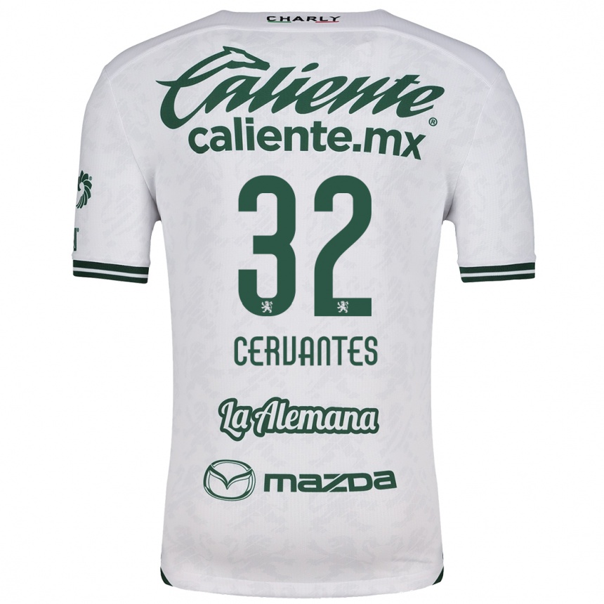 Enfant Football Maillot Luis Cervantes #32 Blanc Vert Tenues Extérieur 2024/25