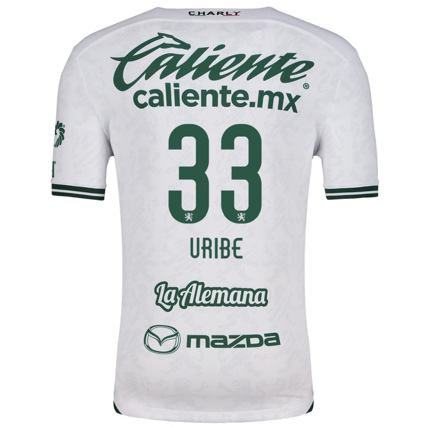 Enfant Football Maillot Héctor Uribe #33 Blanc Vert Tenues Extérieur 2024/25