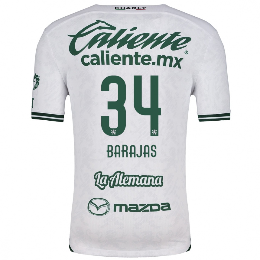 Enfant Football Maillot Víctor Barajas #34 Blanc Vert Tenues Extérieur 2024/25