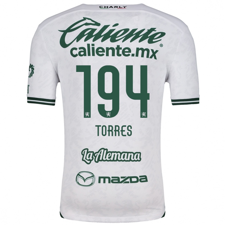 Enfant Football Maillot Erick Torres #194 Blanc Vert Tenues Extérieur 2024/25