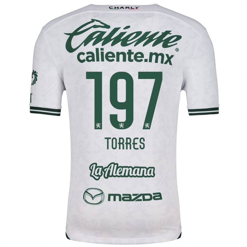 Enfant Football Maillot Erick Torres #197 Blanc Vert Tenues Extérieur 2024/25