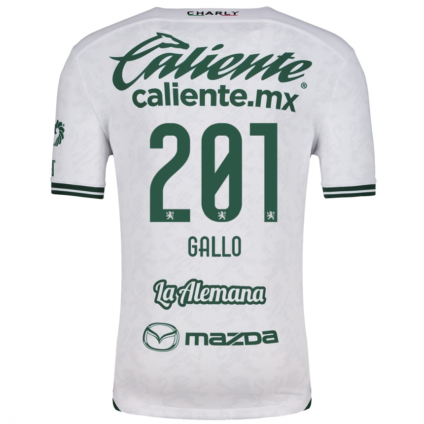 Enfant Football Maillot Andrés Gallo #201 Blanc Vert Tenues Extérieur 2024/25