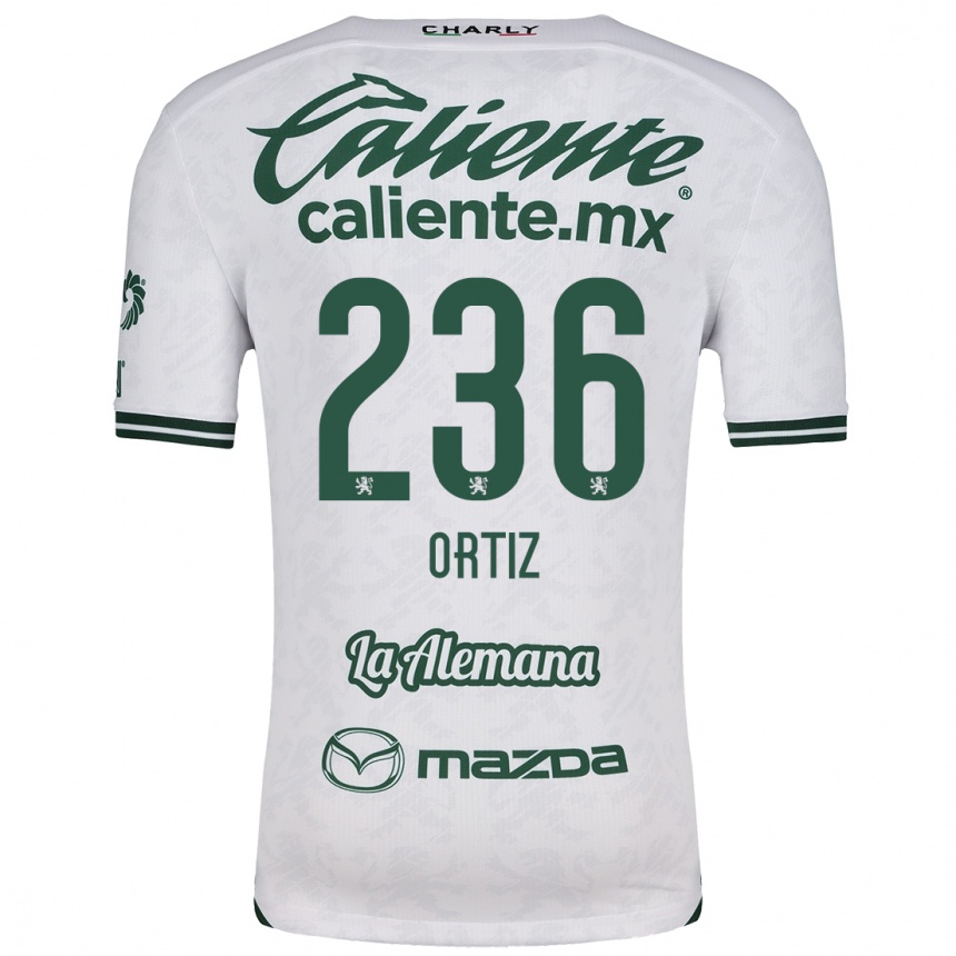 Enfant Football Maillot Youssef Ortiz #236 Blanc Vert Tenues Extérieur 2024/25