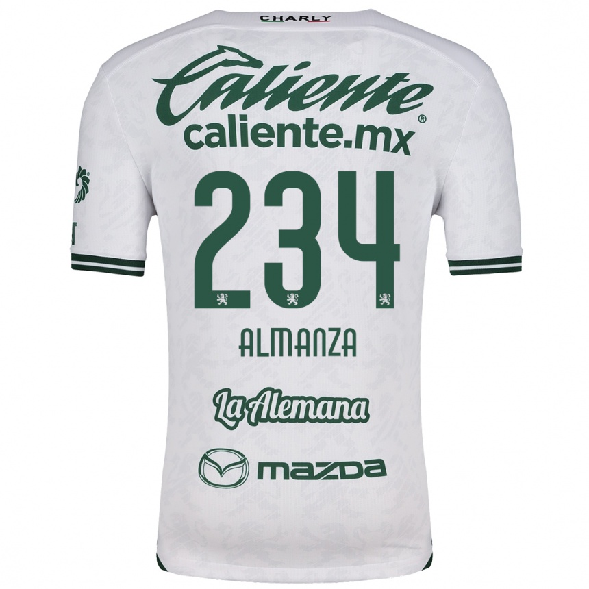 Enfant Football Maillot Román Almanza #234 Blanc Vert Tenues Extérieur 2024/25