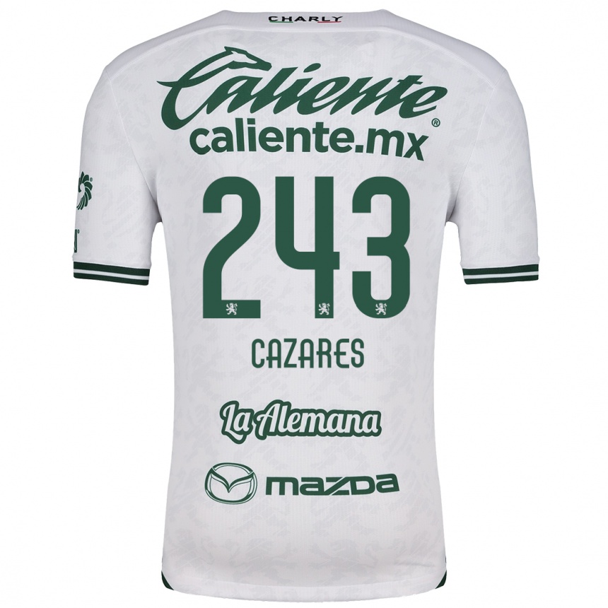 Enfant Football Maillot Juan Cázares #243 Blanc Vert Tenues Extérieur 2024/25