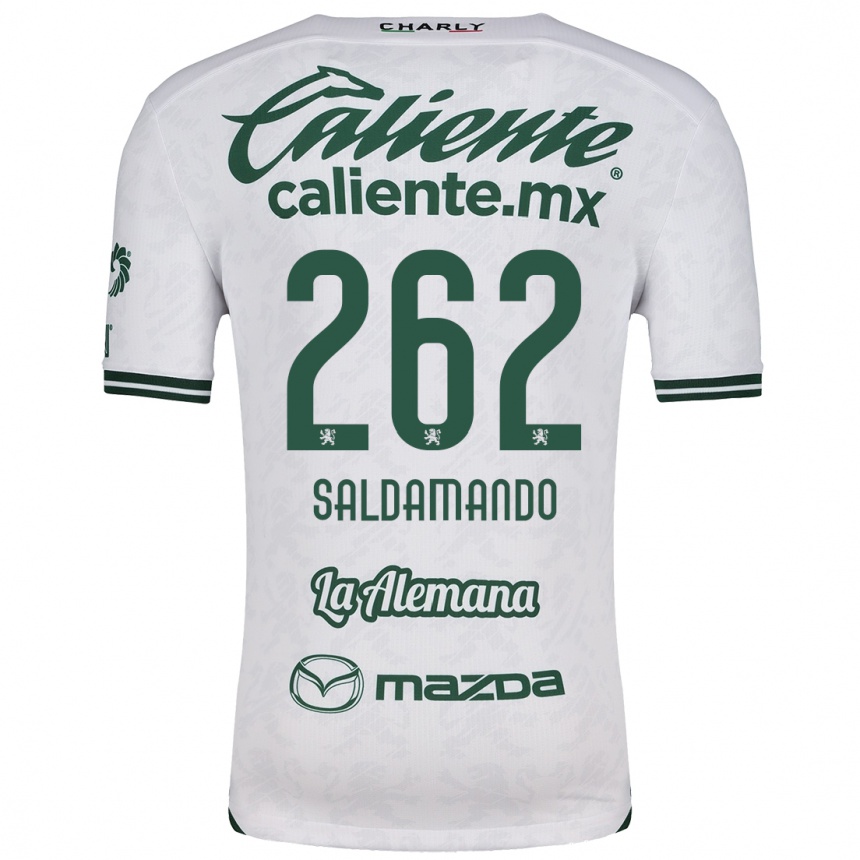 Enfant Football Maillot José Saldamando #262 Blanc Vert Tenues Extérieur 2024/25