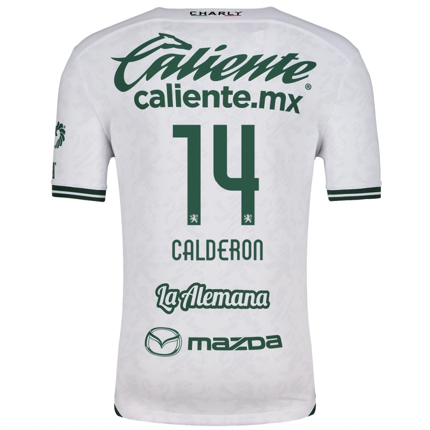 Enfant Football Maillot Daniela Calderón #14 Blanc Vert Tenues Extérieur 2024/25