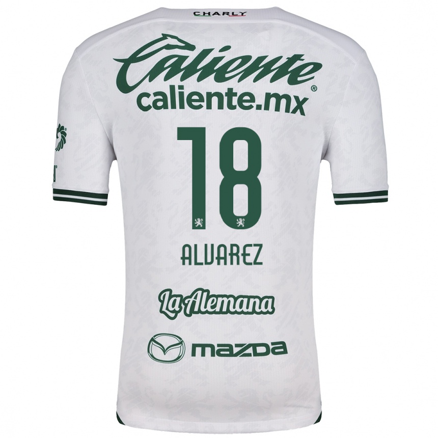 Enfant Football Maillot Yazmin Álvarez #18 Blanc Vert Tenues Extérieur 2024/25