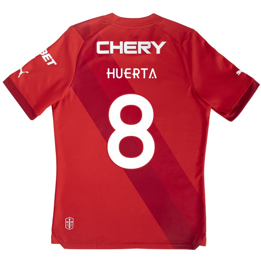 Enfant Football Maillot Valber Huerta #8 Rouge Blanc Tenues Extérieur 2024/25