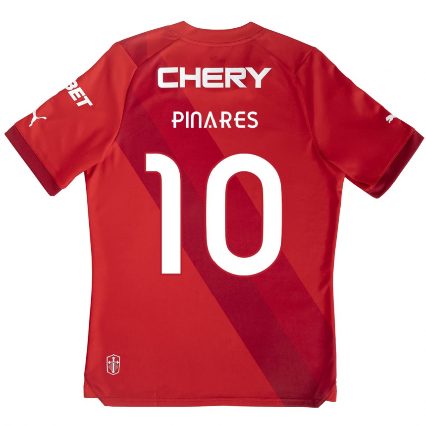 Enfant Football Maillot César Pinares #10 Rouge Blanc Tenues Extérieur 2024/25