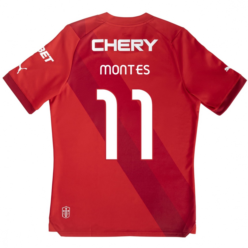 Enfant Football Maillot Clemente Montes #11 Rouge Blanc Tenues Extérieur 2024/25