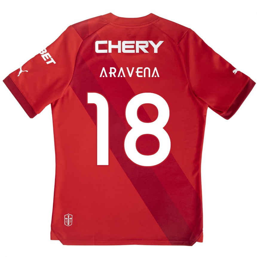 Enfant Football Maillot Alexander Aravena #18 Rouge Blanc Tenues Extérieur 2024/25