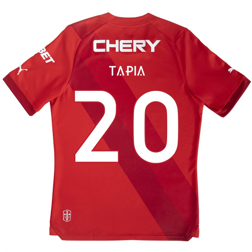 Enfant Football Maillot Gonzalo Tapia #20 Rouge Blanc Tenues Extérieur 2024/25