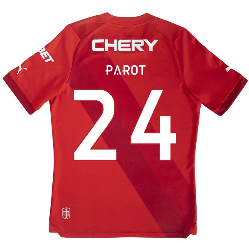 Enfant Football Maillot Alfonso Parot #24 Rouge Blanc Tenues Extérieur 2024/25