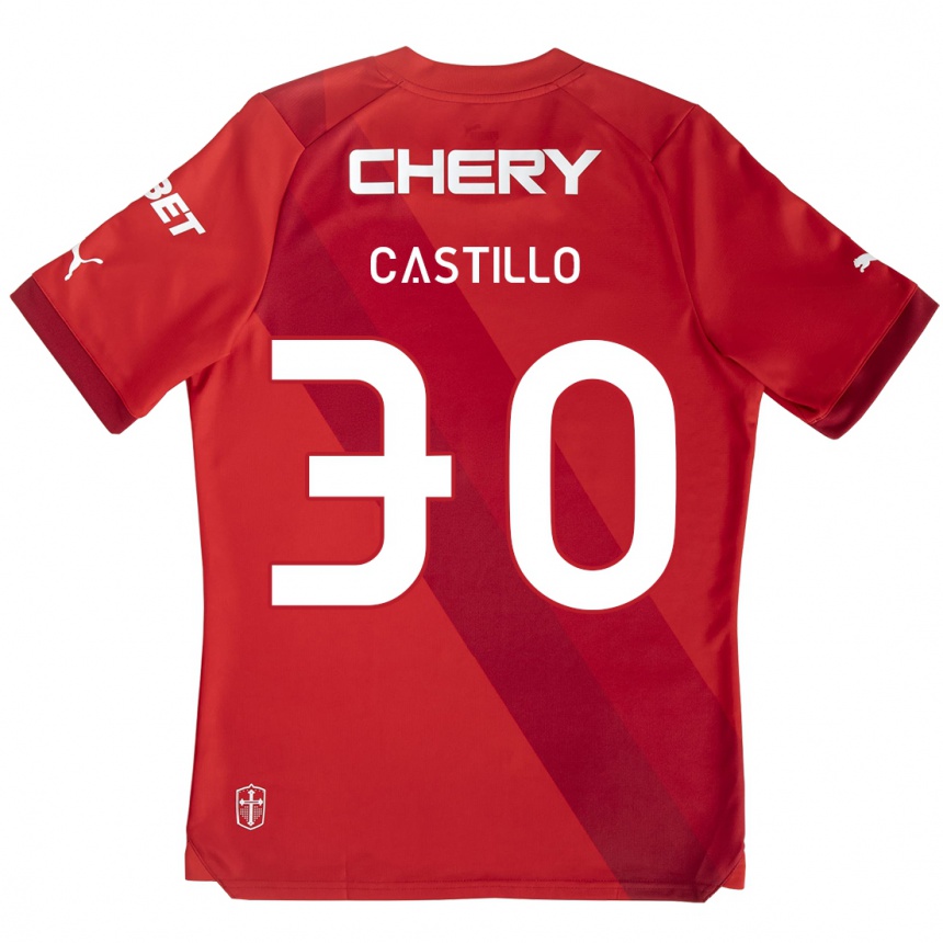 Enfant Football Maillot Nicolás Castillo #30 Rouge Blanc Tenues Extérieur 2024/25