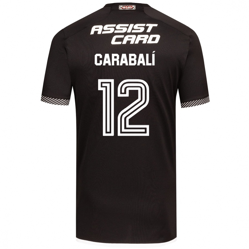 Enfant Football Maillot Omar Carabalí #12 Noir Blanc Tenues Extérieur 2024/25