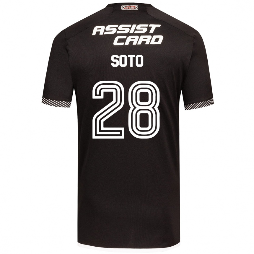 Enfant Football Maillot Lucas Soto #28 Noir Blanc Tenues Extérieur 2024/25