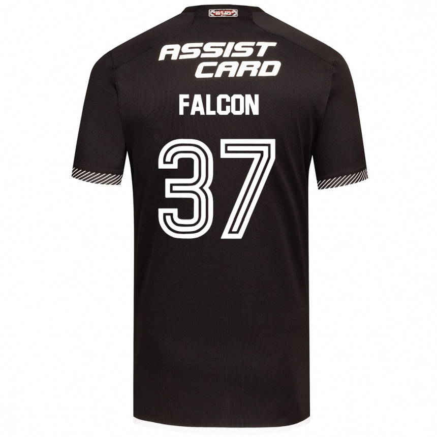 Enfant Football Maillot Maximiliano Falcón #37 Noir Blanc Tenues Extérieur 2024/25